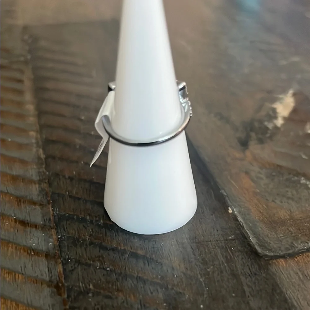 Opal Teardrop Halo Silver Ring - White Opal Accent